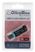 Флешка OltraMax 230, 4 Гб, USB2.0, чт до 15 Мб/с, зап до 8 Мб/с, чёрная