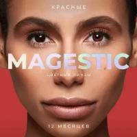 Цветные красные контактные линзы для глаз MAGESTIC 1 пара, 12 месяцев, 0.00, кривизна 8,6 мм