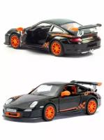 Металлическая машинка Kinsmart 1:36 2010 Porsche 911 GT3 RS инерционная, чёрная KT5352D-4