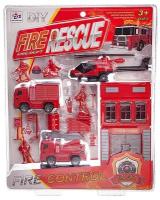 Игровой набор Junfa Пожарная станция, 2 машинки и вертолет
