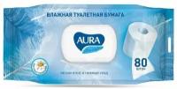 AURA ULTRA COMFORT Влажная туалетная бумага с крышкой, 80 шт