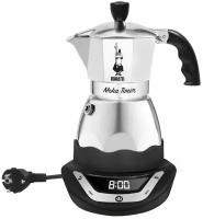 Кофеварка гейзерная Bialetti Moka timer 6, серебристый/черный