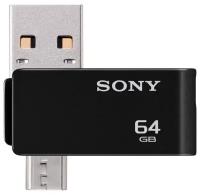 Флеш-накопитель Sony 64ГБ (USM64SA2/B) с двумя разъемами (USB Type A и microUSB)