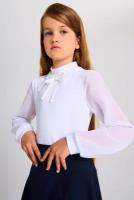 Школьная блуза IVDT37, прилегающий силуэт, длинный рукав, без карманов, трикотажная, однотонная