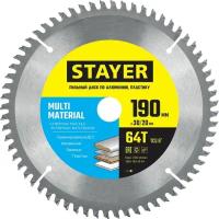 STAYER MULTI MATERIAL 190х30/20мм 64Т, диск пильный по алюминию, супер чистый рез