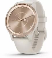 Часы Garmin Vivomove Trend White Cream, Silicone персиковый безель, ремешок слоновая кость, 010-02665-01