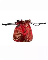 Подарочная сумочка-мешочек из сатина, размер 13х13 см, цвет ярко-красный
