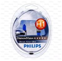 PHILIPS Лампа головного света (DiamondVision) H1 12V 55W 5000K Блистер 2 шт. 12258DVS2
