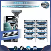 Cтанок бритвенный + 8 сменных кассет, совместимые с Gillette Mach 3