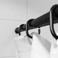 Набор колец для шторы в ванную комнату, цвет черный, IDDIS, RID013P