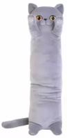 Мягкая, большая игрушка Кот батон "Британец", длинная подушка обнимашка, 110 см серый