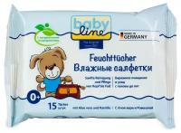 Влажные салфетки Baby line мини упаковка, липучка, 15 шт., 1 уп