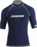 Футболка из лайкры мужская с коротким рукавом для водного спорта CRESSI RASH GUARD темно-синий (Размер L)
