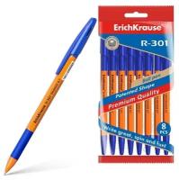 Набор ручек шариковых ErichKrause R-301 Orange Stick&Grip, 8 штук, узел 0.7 мм, цвет чернил синий, резиновый упор, корпус оранжевый