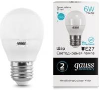 Светодиодная лампа Gauss LED Elementary Шар 6W E27 450lm 4100K (упаковка 10 шт)