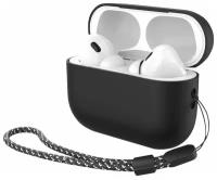 Чехол силиконовый Deppa для AirPods Pro 2 (D-47340) 1.3мм с ремешком Черный