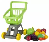 Тележка для супермаркета с фруктами и овощами