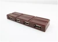 USB-концентратор в виде плитки шоколада Konoos UK-35 Chocolate разъемов: 4 USB-порта 4, цвет коричневый