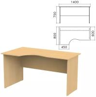 Стол письменный канц эргономичный, 1400х800х750 мм, левый, цвет бук невский (СК36.10)