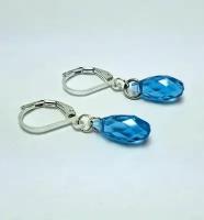 Маленькие серьги с голубыми кристаллами Swarovski от AV Jewelry подарок маме подарок девушке