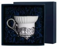 Набор чайный АргентА чашка "Кружевные узоры" серебро с футляром