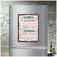 Магнит табличка на холодильник (20 см х 15 см) Правила деда Сувенирный магнит Подарок для дедушки семьи Декор интерьера №1