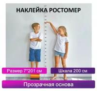 Комплект 50 шт, Ростомер универсальный, шкала 200 см, размер 7х201 см, прозрачная основа, юнландия, 664692