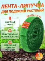 Лента-Липучка садовая для подвязки растений | 1 рулон 2,5 метра | Ширина ленты 2,5 см