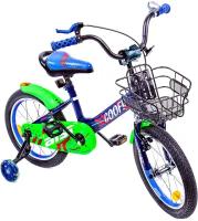 Детский велосипед Aist, колеса 12, зеленый/синий, с корзинкой