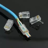 Набор из 3 штук Вилка RJ-45, 8P8C LC-PTU-01/10 универсальная. категория 5e. 6 микрон со сквозным отверстием, 10 штук