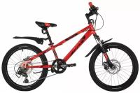 Велосипед NOVATRACK EXTREME Disc 20" (2021) (Велосипед NOVATRACK 20" EXTREME красный, сталь, 6 скор, Shimano TY21/Microshift TS38, дисковый тор)