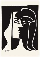Постер / Плакат / Картина Пабло Пикассо - Минималистичный черно-белый портрет 50х70 см в подарочном тубусе