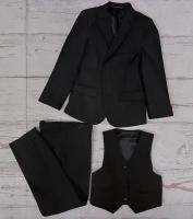 Школьный костюм тройка для мальчика, черный, размер 116