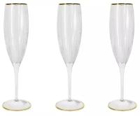 Набор хрустальных бокалов для шампанского "Пиза золото" 6 шт, объем 150 мл, Same, Италия, SM2103_GAL