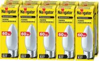 Лампа накаливания Navigator 94 327 NI-B, 60 Вт, свеча, цоколь Е27, упаковка 10 шт