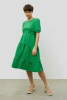 Платье BAON Хлопковое ярусное платье с кулиской Baon B4523089, размер: XL, зеленый