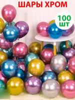 Набор воздушных шаров для фотозоны - 100 шт 25 см, Хром микс