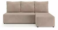 Угловой диван-кровать PUSHE раскладной Каир Lux, правый угол, велюр, бежевый Balance 130