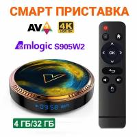 Смарт ТВ Приставка VONTAR X2 4ГБ/32ГБ Amlogic S905W2 Android 11 Поддержка 4K 60fps AV1 2.4&5G Wifi BT4.0