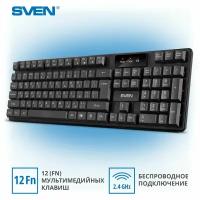 Клавиатура беспроводная для ПК, компьютера, ноутбука SVEN KB-C2300W / 2,4 GHz / 104кл