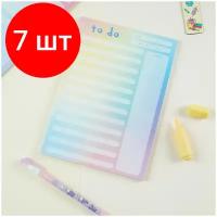 Комплект 7 шт, Блок для записей (To Do list) MESHU 14.8*21.0см (А5), 50л, "Candy color", на склейке