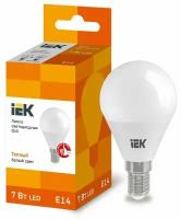 Лампа светодиодная (LED) Шар Е14 7Вт 630лм 3000К 230В матов. IEK