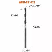 Dreanique чистовая двухзаходная концевая фреза по дереву для станков (3.17х22х50х3.17) WU2F-D3.1-L22 11395