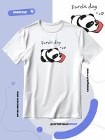 Футболка SMAIL-P панда спит с надписью panda day, размер 4XL, белый