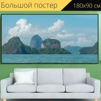 Большой постер "Таиланд, море, горные породы" 180 x 90 см. для интерьера