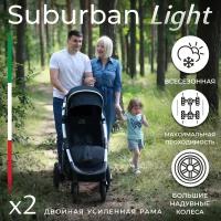 Всесезонная прогулочная коляска с надувными колесами Sweet Baby Suburban Light Black (Air)