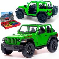 Металлическая машинка Kinsmart 1:34 «2018 Jeep Wrangler (открытый верх)» инерционная, зелёная KT5412DA-3