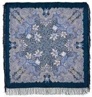 Платок шерстяной Павловопосадские платки Морозко 14, синий, 125 х 125 см