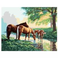 Dimensions Картина по номерам "Лошади у ручья" (DMS-91159)