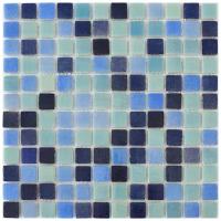 Мозаичная плитка из стекла Natural Mosaic STP-BL022 UZ синяя голубая глянцевая